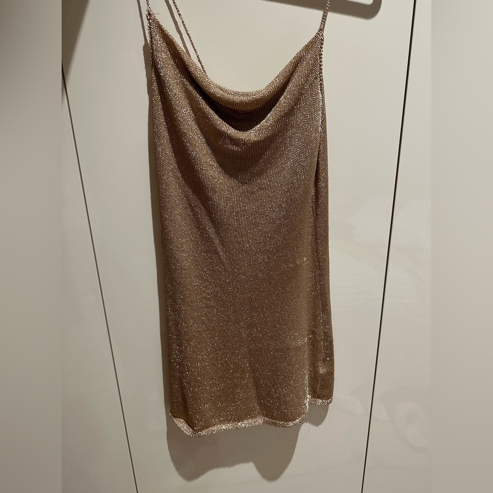 TopShop rose gold metallic like dress - Picture 2 of 3